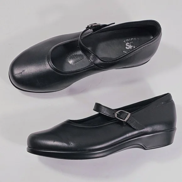 SAS Tripad Comfort Maria Leather Black Buckle Strap Round Toe Mary Jane Flat - Picture 8 of 16